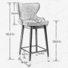 A&A Furniture,29.9" Modern Leathaire Fabric bar chairs, Tufted Gold Nailhead Trim Gold Decoration Bar stools,Set of 2 (Khaki)