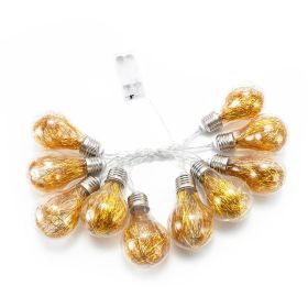 LED Copper Wire Bulb Retro Golden Decoration Lighting Chain (Option: Warm White Gold Color-3 M 20 Lights Battery Type)